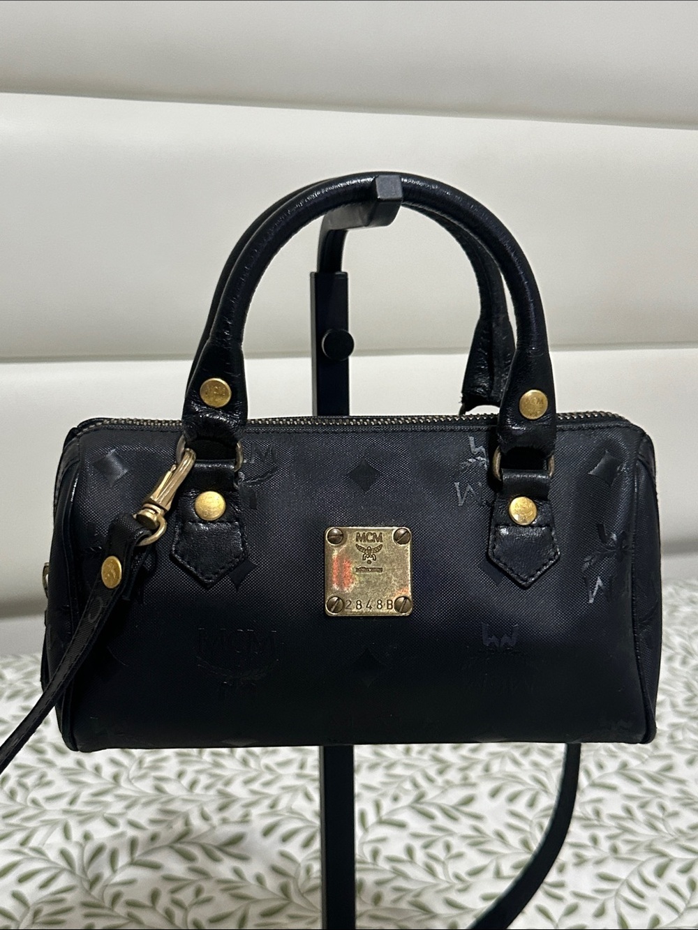 MCM Black Mini Bag in Viseto Coated Canvas
